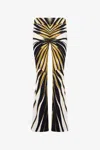 Roberto Cavalli Ray Of Gold Print Skinny Trousers In Gold
