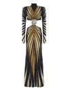 Roberto Cavalli Ray Of Gold-print Gown In Gold