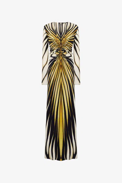 ROBERTO CAVALLI MAXIKLEID MIT RAY OF GOLD PRINT