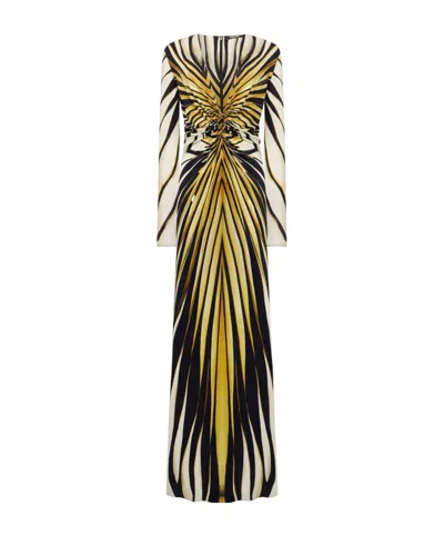 Roberto Cavalli Ray Of Gold Print Maxi Dress