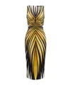 Roberto Cavalli Ray Of Gold Printed Silk Twill Dress In Black
