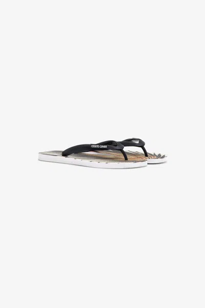 Roberto Cavalli Ray Of Gold Print Rubber Flip-flops