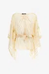 Roberto Cavalli Ray Of Gold Print Satin Caftan In Ivory