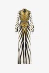 Roberto Cavalli Ray Of Gold Print Silk Jumpsuit In Gold