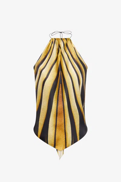 ROBERTO CAVALLI RAY OF GOLD PRINT SEIDEN-NECKHOLDER-TOP