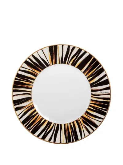 Roberto Cavalli Ray Of Gold Soup Plates (set Of Two) In White