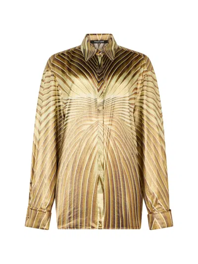 Roberto Cavalli Ray Of Gold-print Silk Shirt