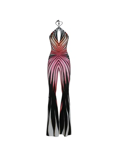 Roberto Cavalli Ray Of Paradise Graphic-print Cut-out Jumpsuit In Multi