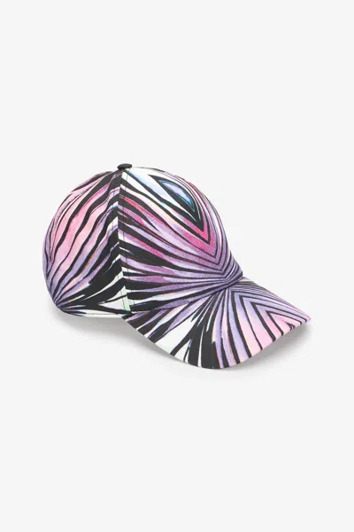 Roberto Cavalli Ray Of Paradise Print Hat In Purple