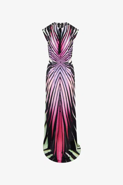 Roberto Cavalli Ray Of Paradise Print Maxi Dress In Purple
