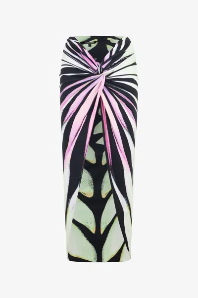 Roberto Cavalli Ray Of Sea Butterfly-print Knot-detail Sarong In Black