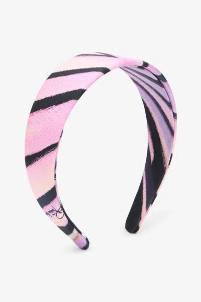 Roberto Cavalli Ray Of Paradise Print Silk Headband In Pink