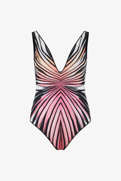 Roberto Cavalli Ray Of Paradise Print Swimsuit In Pink