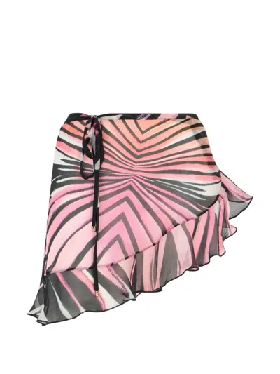 Roberto Cavalli Ray Of Paradise Ruffled-trim Mini Skirt In Multi