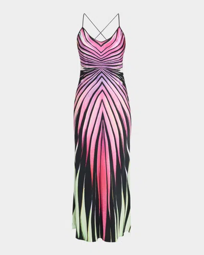 Roberto Cavalli Ray Of Paradise Silk Backless Slip Dress In Pink