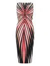 Roberto Cavalli Sheath Dress With Ray Of Pink Print In Multi
