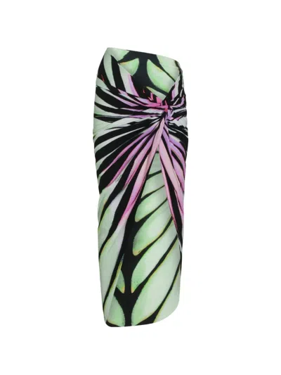 Roberto Cavalli Ray Of Sea Butterfly-print Knot-detail Sarong In Black