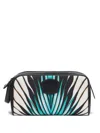 Roberto Cavalli Ray Of Sea Leaf-print Leather-trimmed Wash Bag In Black