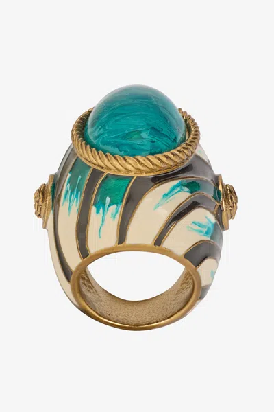 Roberto Cavalli Ray Of Sea Print Ring In Blue