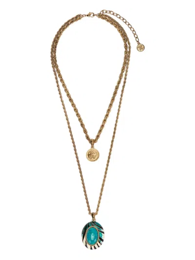 Roberto Cavalli Ray Of Sea-print Rope-chain Necklace In Gold
