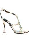 Roberto Cavalli Ray Of Sea Strappy Heeled Sandals In Multi