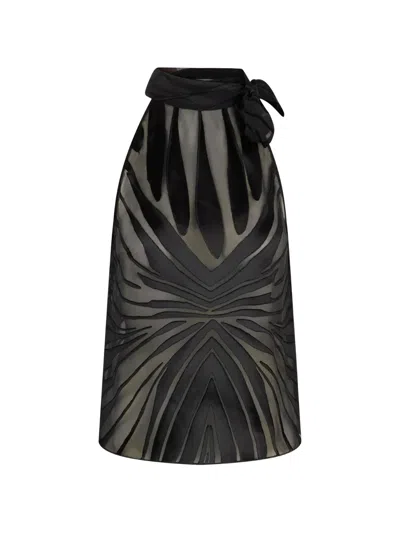Roberto Cavalli Ray-pattern Bow-detail Top In Black
