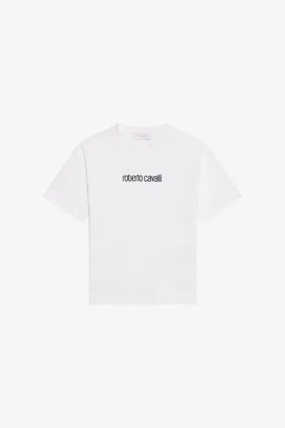 Roberto Cavalli Kids' Rc Classic Logo T-shirt In White