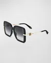 Roberto Cavalli Rc Logo Acetate & Metal Square Sunglasses In Shiny Black