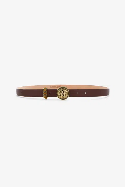Roberto Cavalli Rc Logo Belt In Brown
