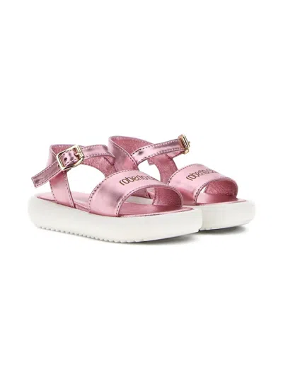 Roberto Cavalli Babies' Rc Logo-buckle Sandals In Pink