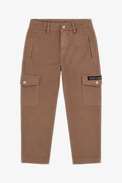 Roberto Cavalli Rc Logo Cargo Pants In Beige