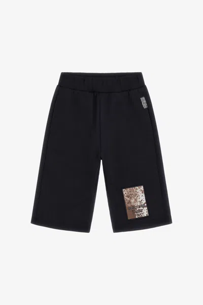 Roberto Cavalli Rc Logo Cotton Shorts In Black