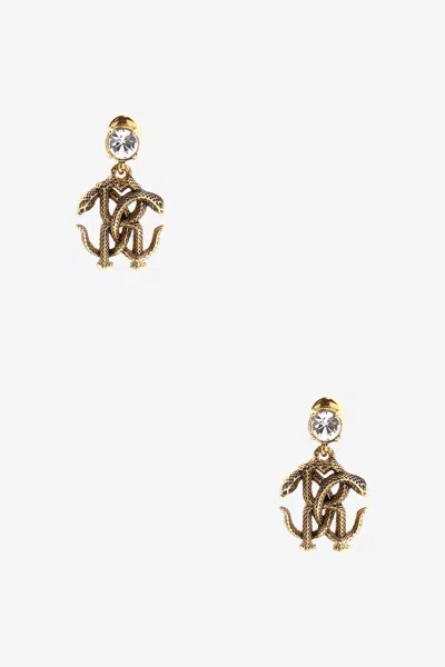 Roberto Cavalli Rc Logo Earrings In Gold