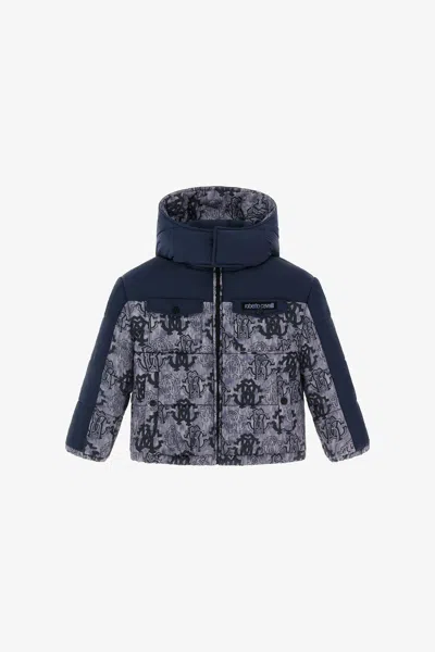 Roberto Cavalli Rc Logo Jacket In Grey/blue