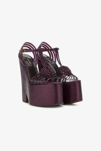 Roberto Cavalli Rc Logo Sandals In Purple