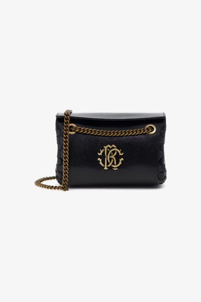 Roberto Cavalli Rc Logo Shoulder Bag In Black
