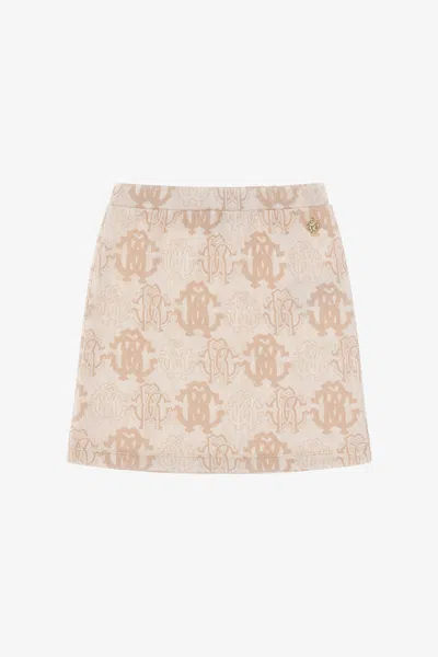 Roberto Cavalli Rc Logo Skirt In Light Brown