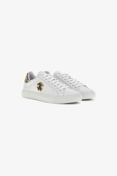 Roberto Cavalli Rc Logo Trainers In White/gold