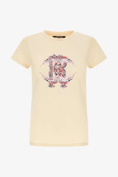 Roberto Cavalli Rc Logo T-shirt In Ivory
