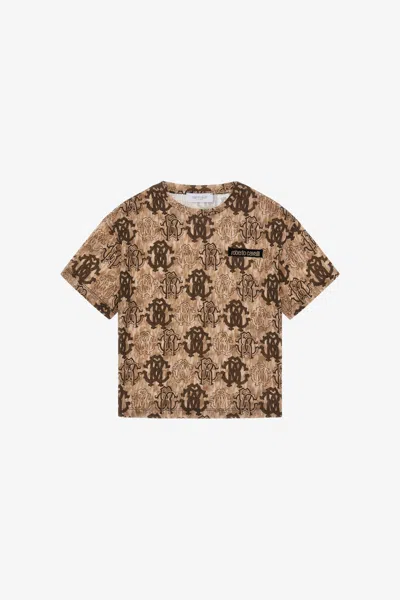 Roberto Cavalli Rc Logo T-shirt In Light Brown