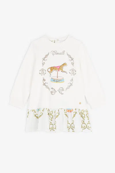 Roberto Cavalli Rc Monogram And Filigree-print Dress In White