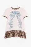 Roberto Cavalli Rc Monogram And Leopard-print Dress In Pink