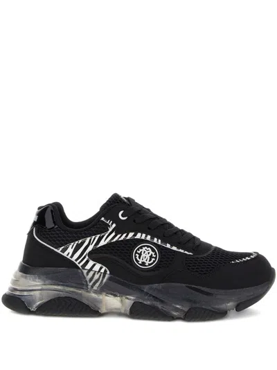 Roberto Cavalli Rc Monogram-appliqué Sneakers In Black