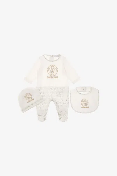 Roberto Cavalli Rc Monogram Babygrow Set In Gold