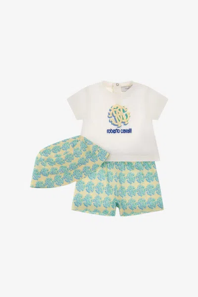 Roberto Cavalli Rc Monogram Babygrow Set In Light Green
