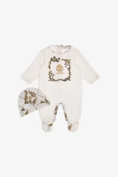 Roberto Cavalli Rc Monogram Babygrow Set In White