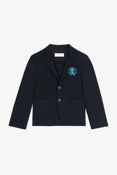 Roberto Cavalli Rc Monogram Blazer In Dark Blue