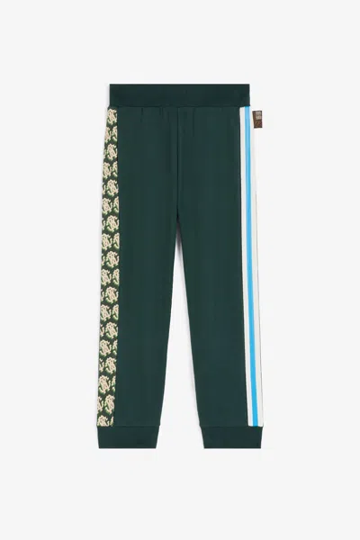Roberto Cavalli Kids' Rc Monogram Cotton Sweatpants In Dark Green