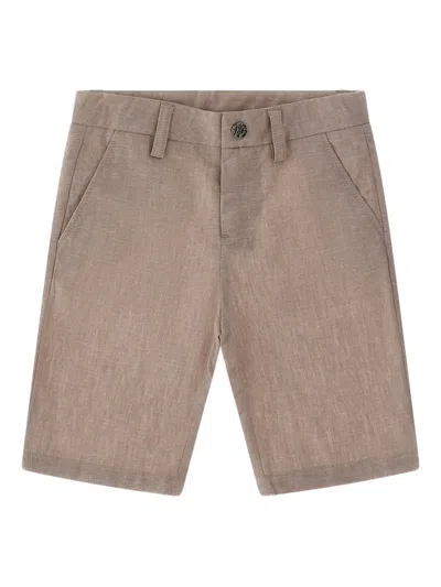Roberto Cavalli Kids' Rc Monogram Denim Shorts In Brown