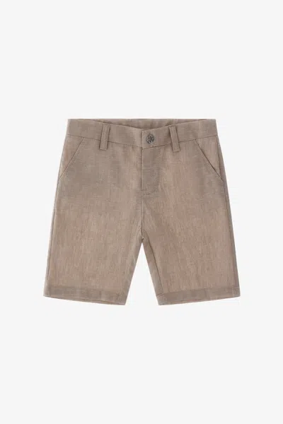 Roberto Cavalli Rc Monogram Denim Shorts In Light Brown